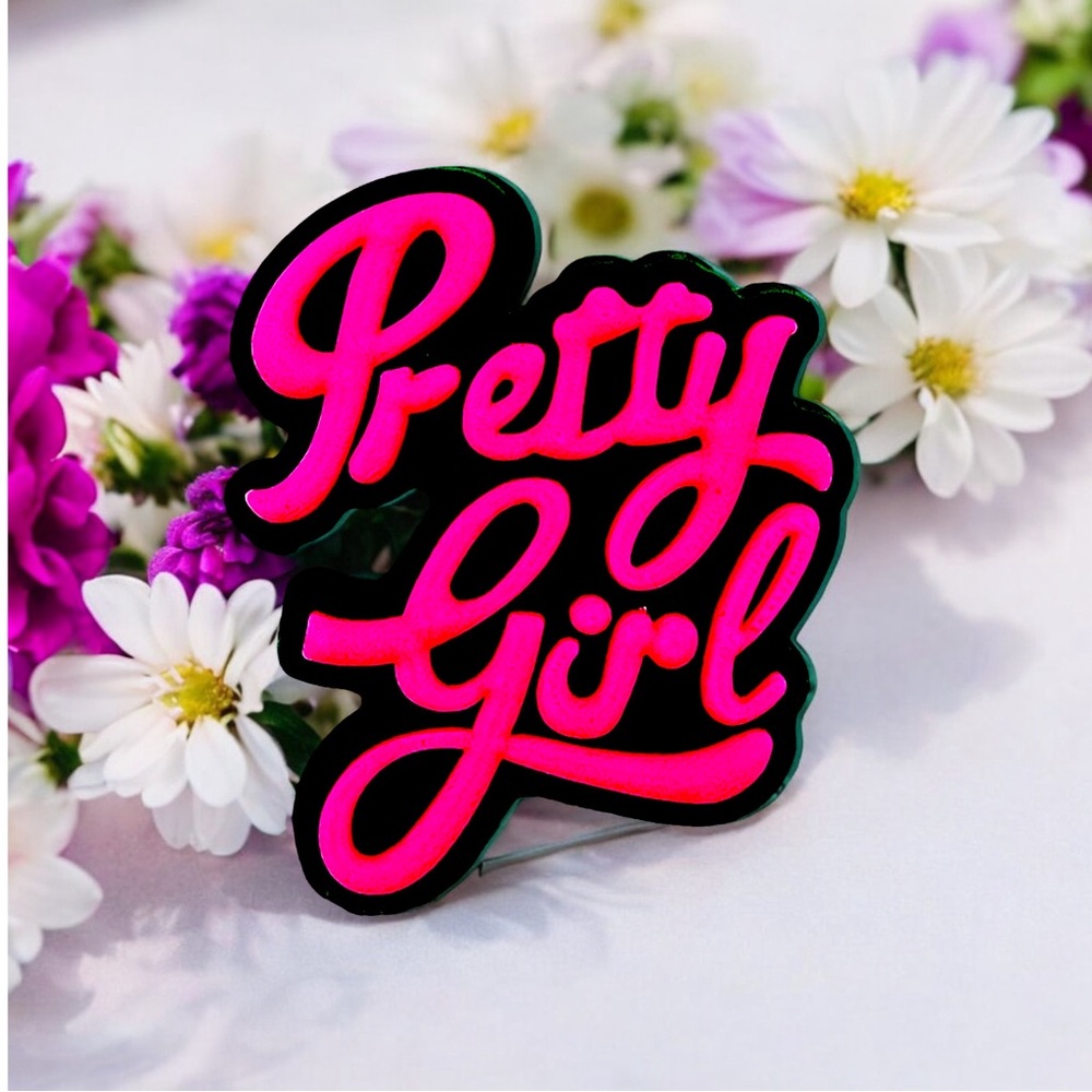 ⭐️ 3/$10 ⭐️ 🆕 "PRETTY GIRL" Quote PVC Shoe Charm For Crocs